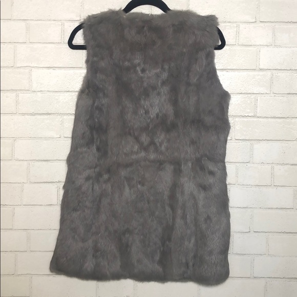 LaRok Luxe Grey Genuine Rabbit Fur Vest - 2