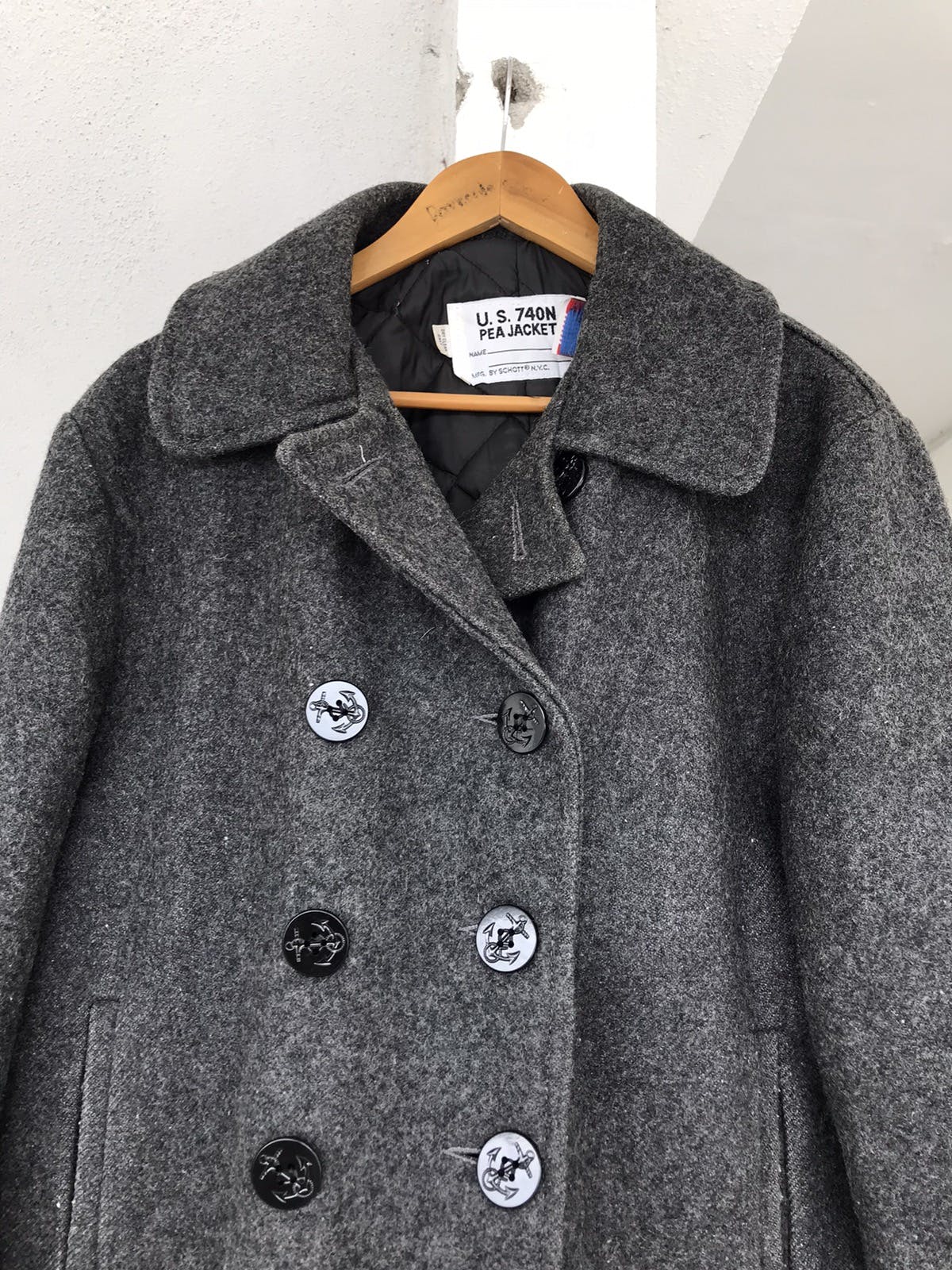 MFG SCHOTT NAVY WOOL PEACOAT - 10