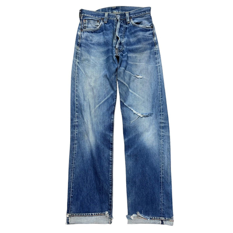 Vintage Evis Denim Selvedge Jeans Distressed - 1