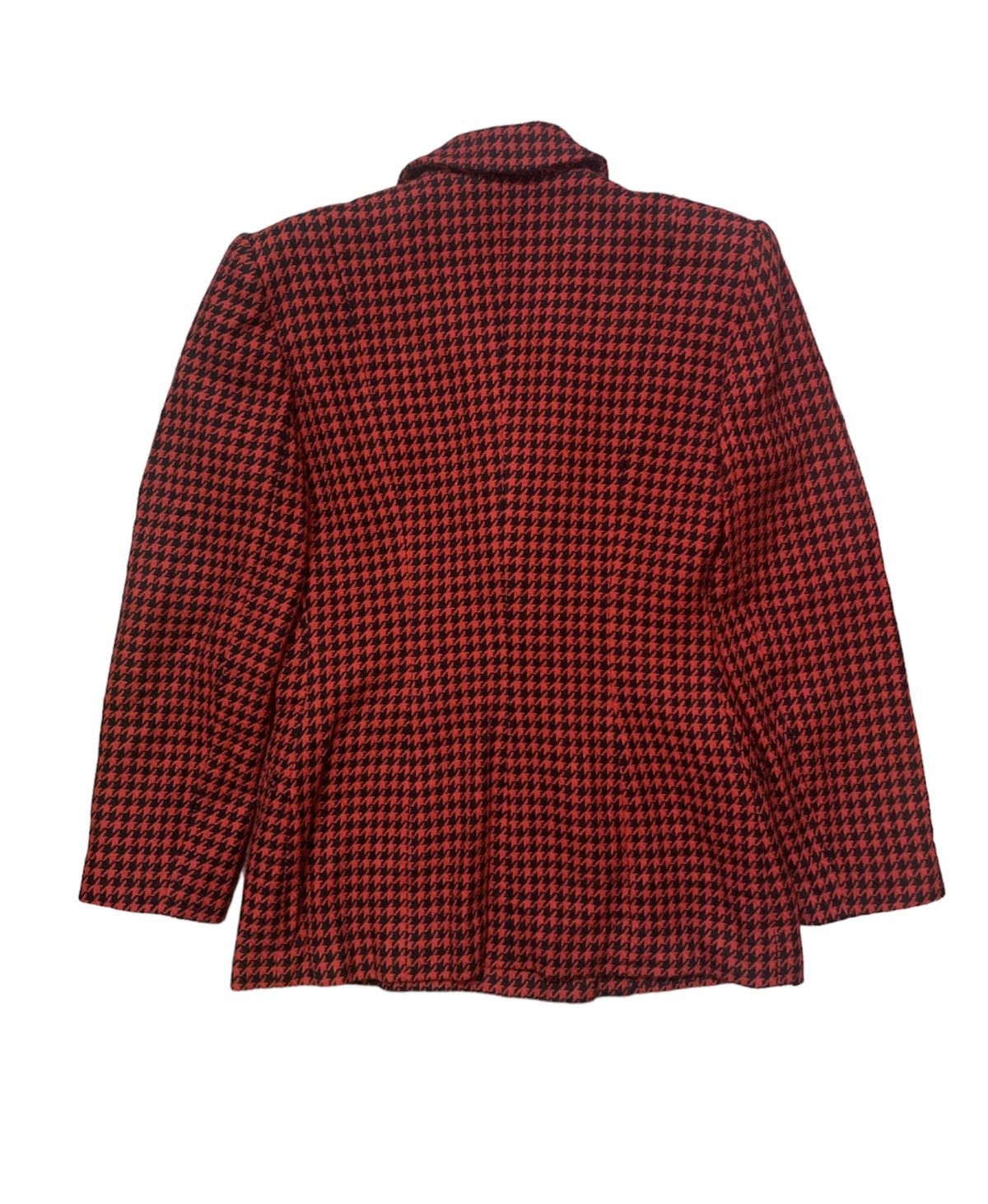 NORMA KAMALI RED HOUNDSTOOTH TARTAN DOUBLE BREASTED BLAZER - 2