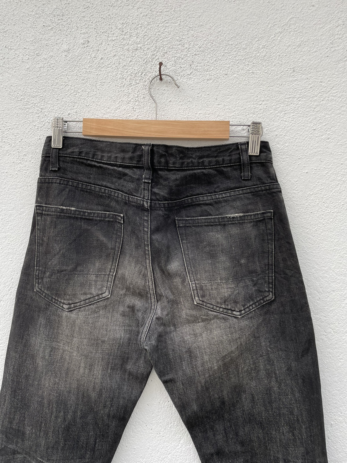 Japanese Brand - EDIFICE Distressed BLack Wash Denim Jeans - 8