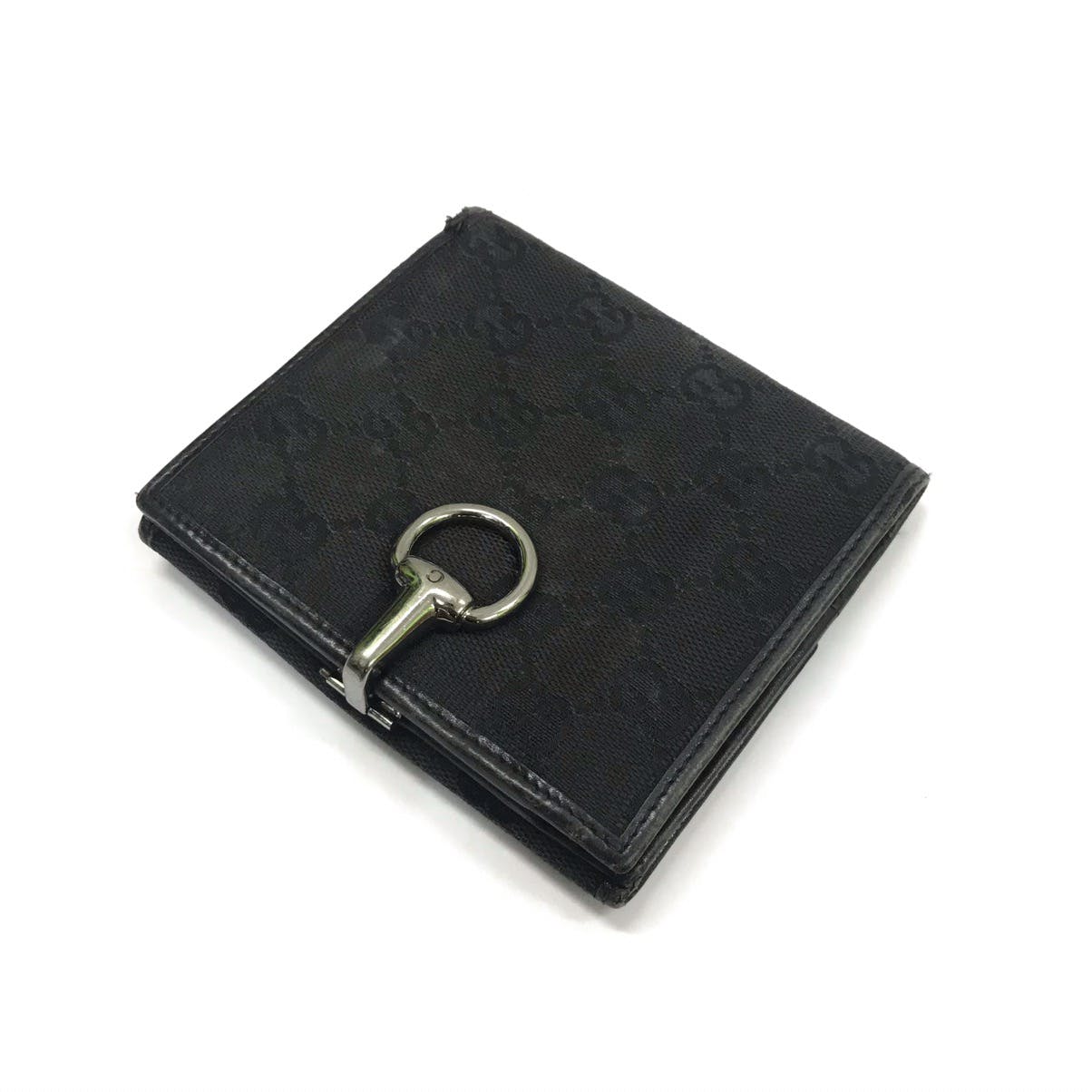 Vintage Gucci Black Monogram Clipper Wallet - 1