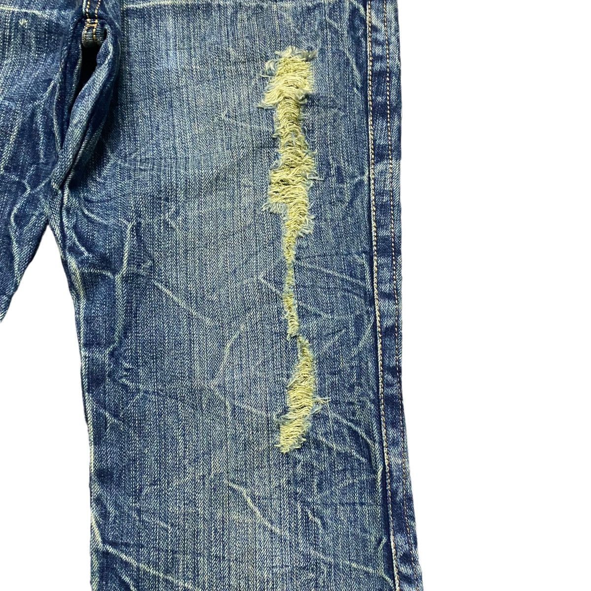 Distressed Denim - BEACH SOUND Gold Stitch Denim Flare Jeans - 12