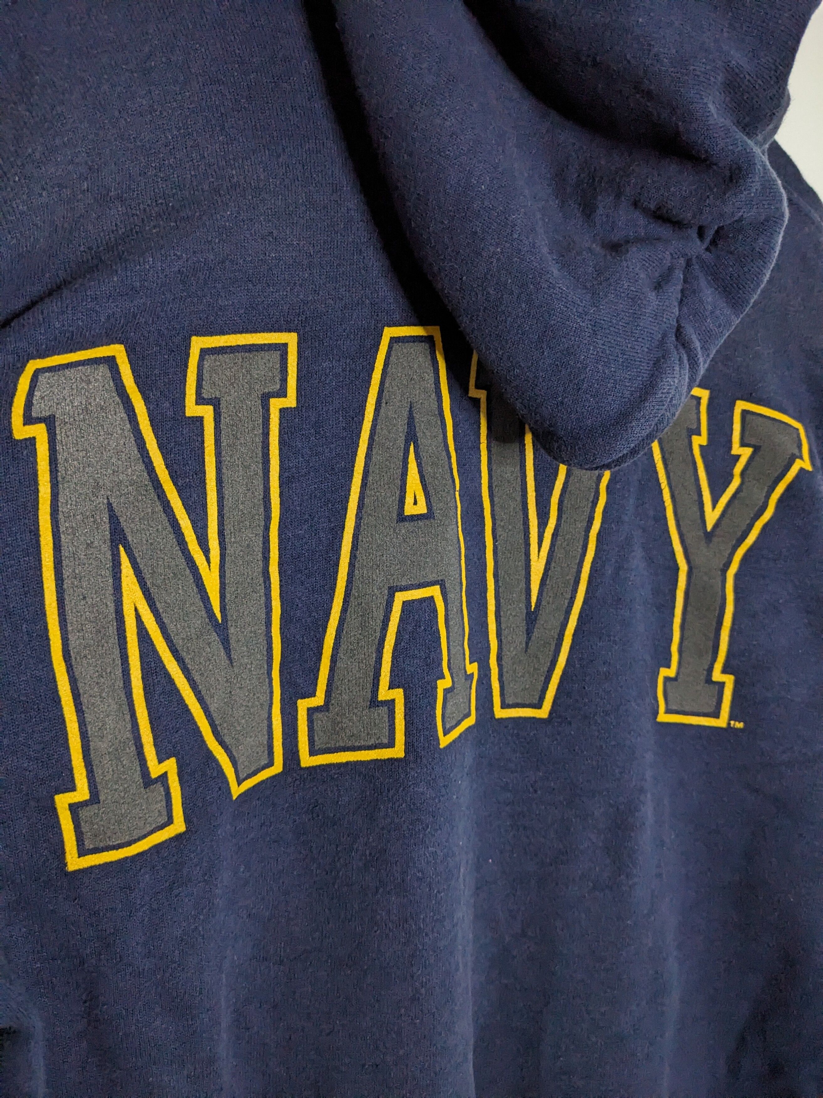 Vintage US Navy Soffe Mens Blue Hoodie Big Logo - 7