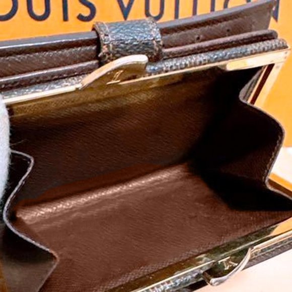 Authentic Louis Vuitton LV Kiss Lock Portefeuille Viennois Browns Damier Wallet - 10