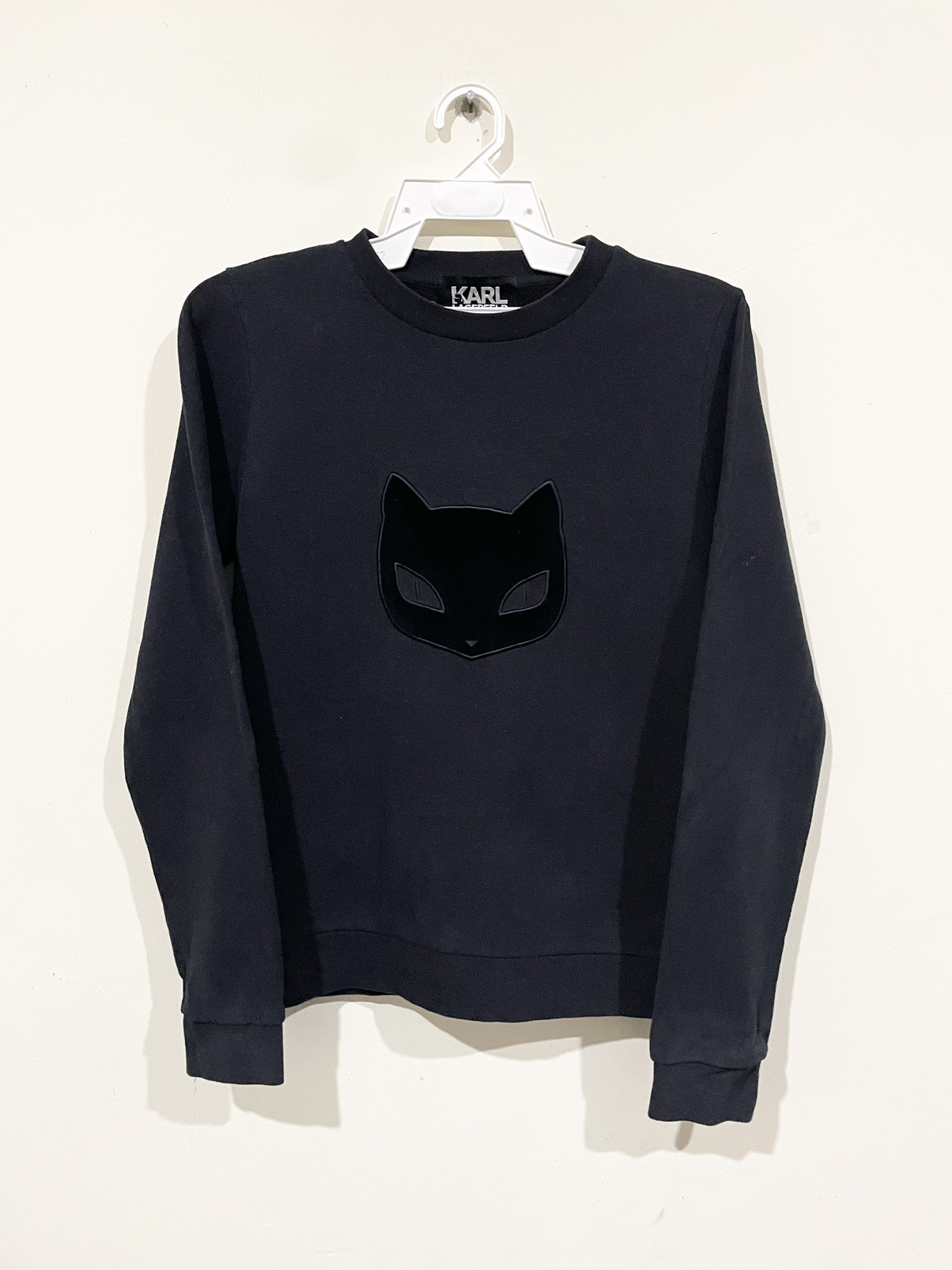 Karl Lagerfeld - Rare💥 Karl Lagerfeld Velvet 🐈‍⬛ Cat Unisex Sweater - 4
