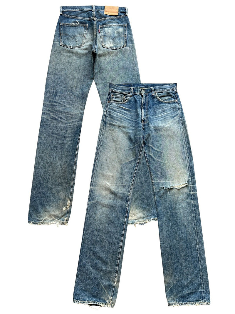 Vtg Levis 502 Big E Selvedge Distressed Denim Jeans 31x36 - 1