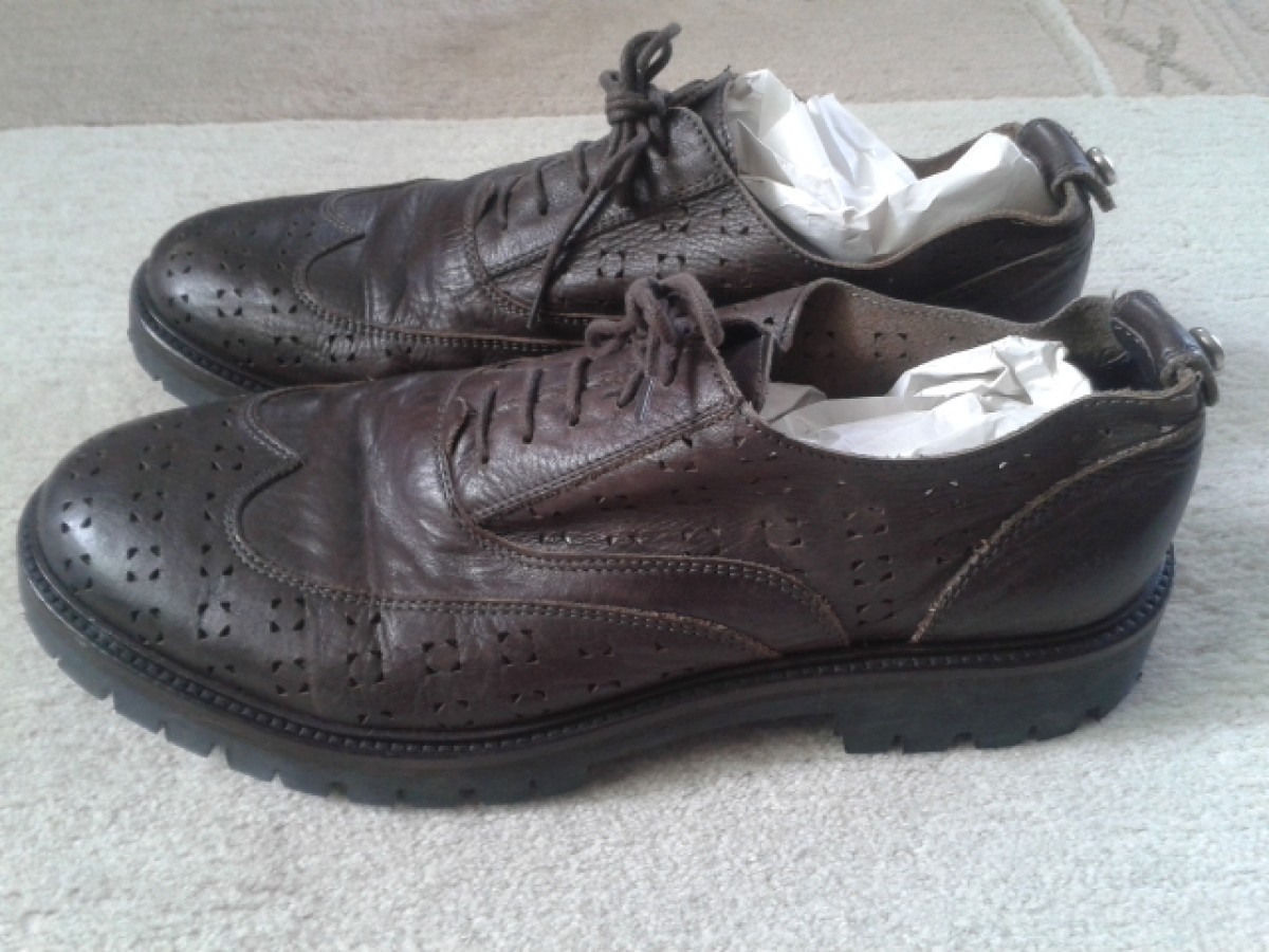 RARE Laser Cut Detail Commander Derby Leather Shoes - 2