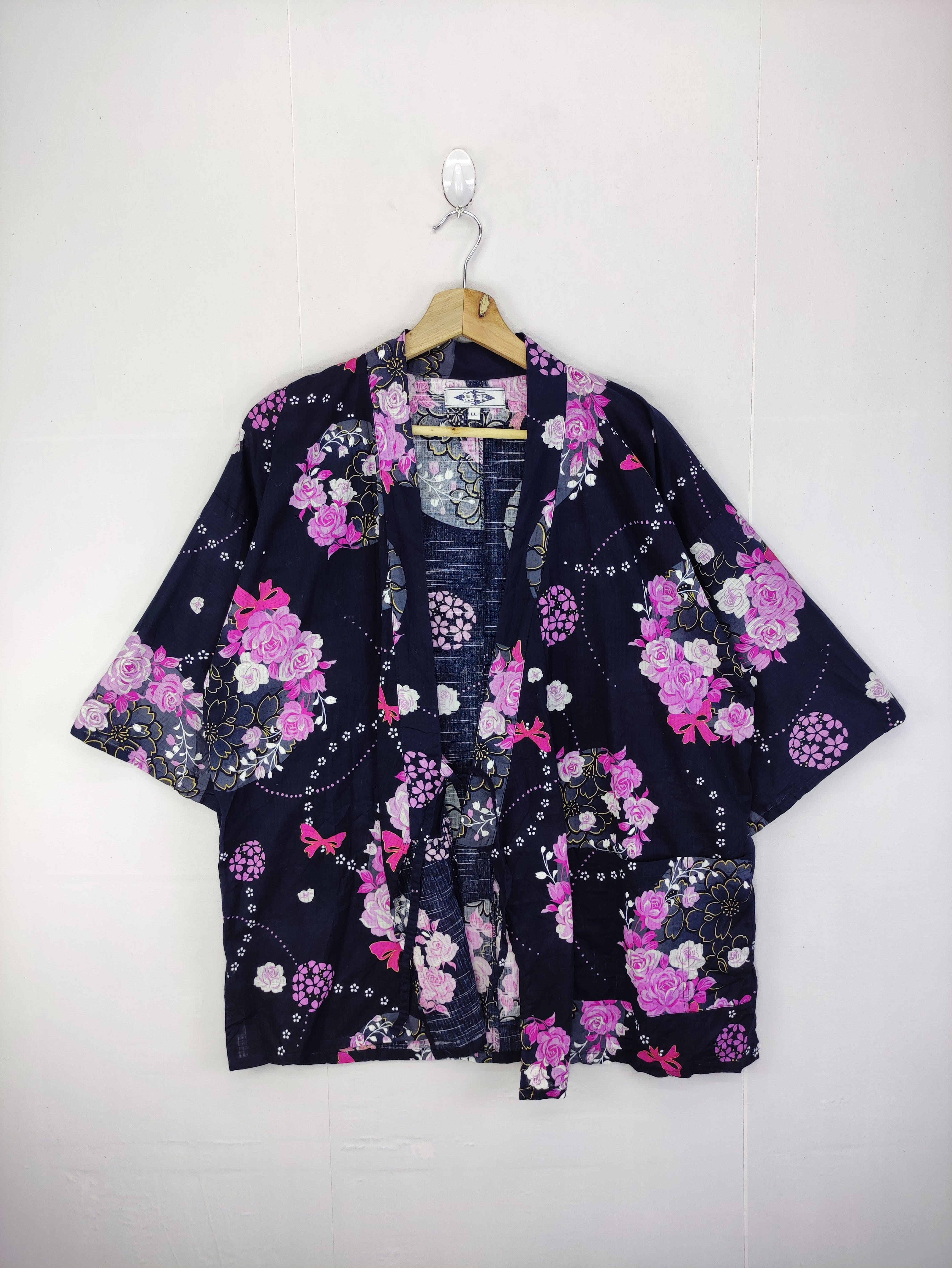 Komono - Vintage kimono Cardigan Flowers Design - 1