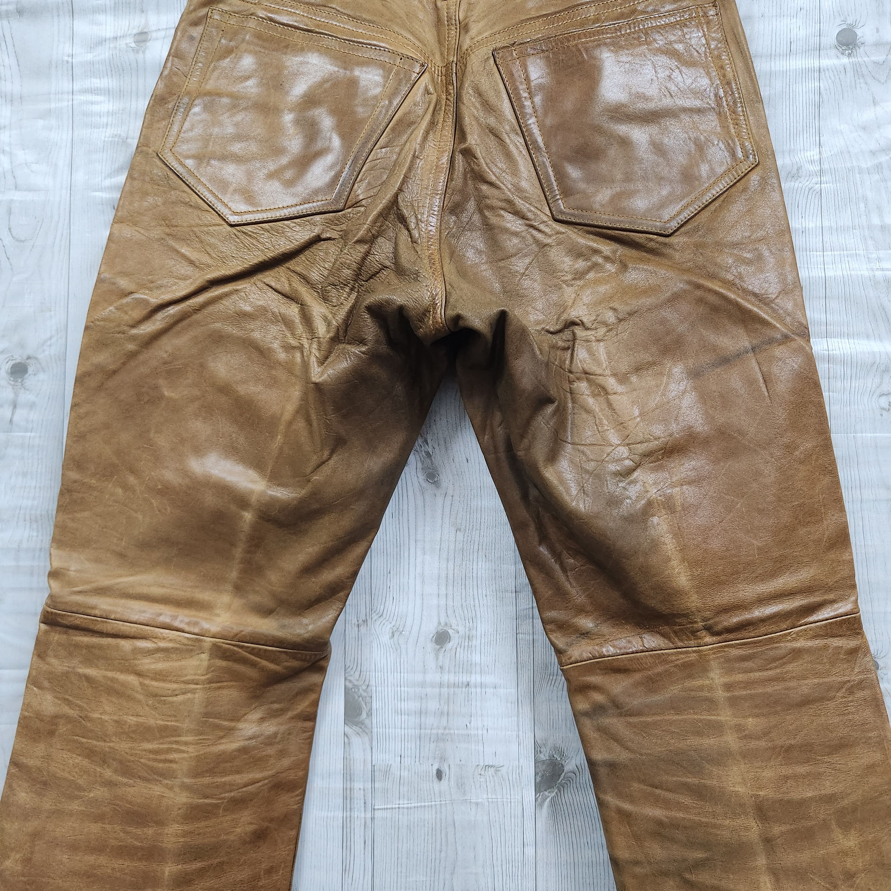 Genuine Leather - Vintage 5351 Pour Les Hommes Genuine Cow Leather Pants Japan - 11