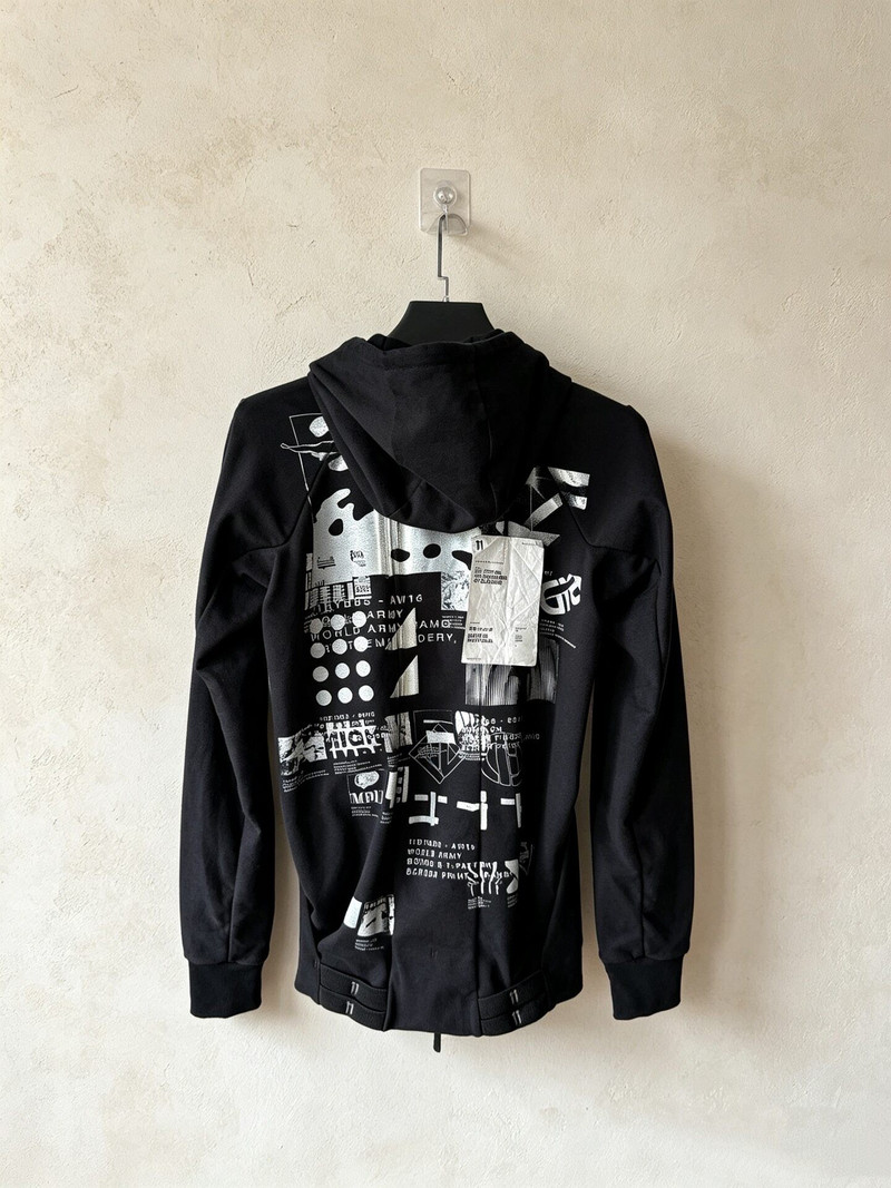 Boris Bidjan Saberi Z2F Dark Vanguard Print Hooded Zip-Up Sweatshirt Jacket - 1