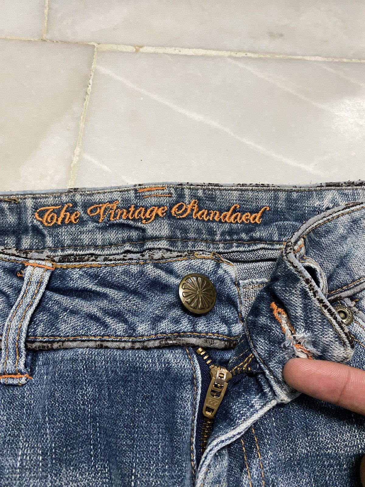 💥Flare💥Vintage Japanese Sick Washed Faded Jeans Distress - 11