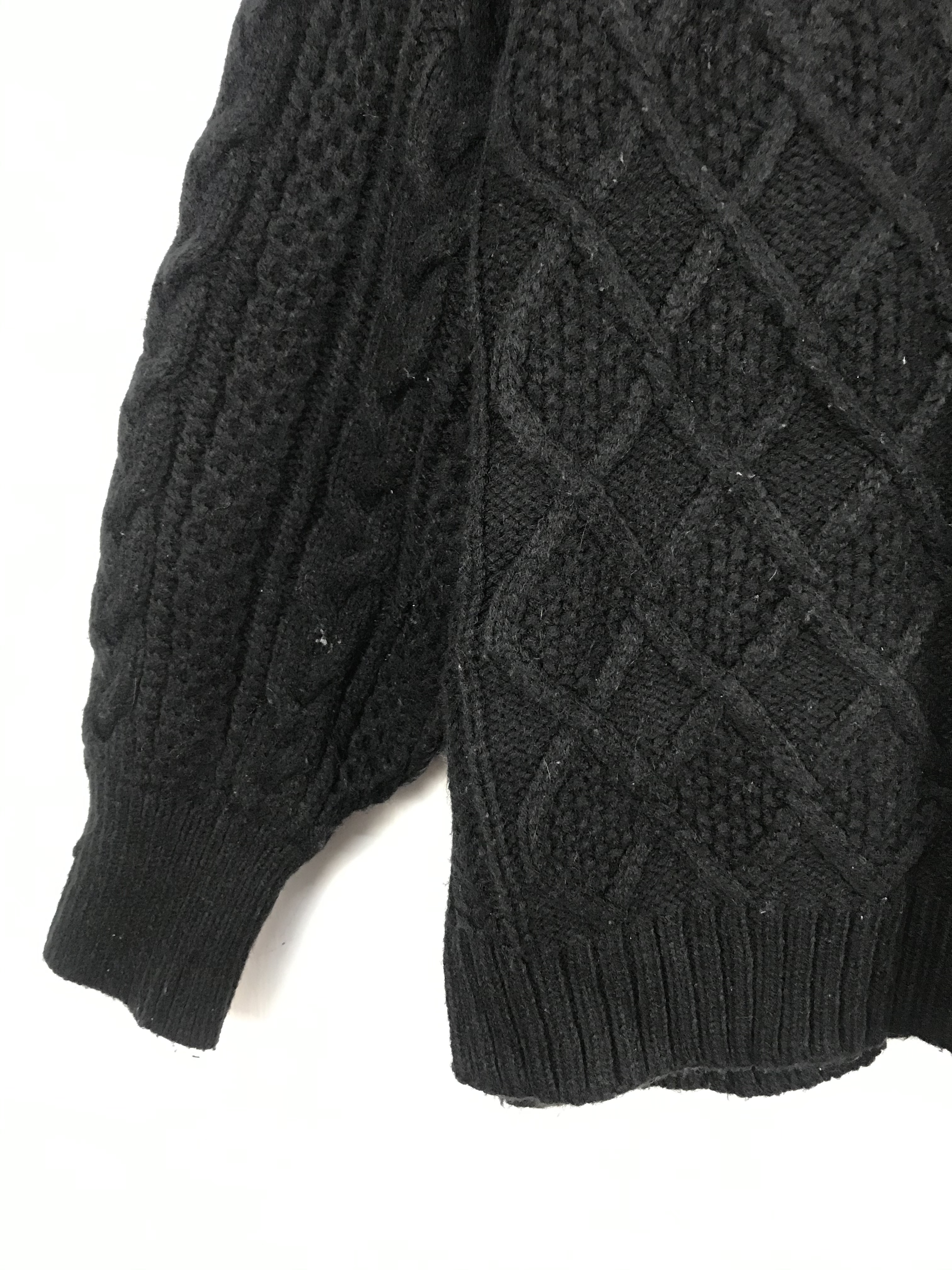 Japanese Brand - American Holic Black Giant Braid Cable Knit Sweater #3034 - 5