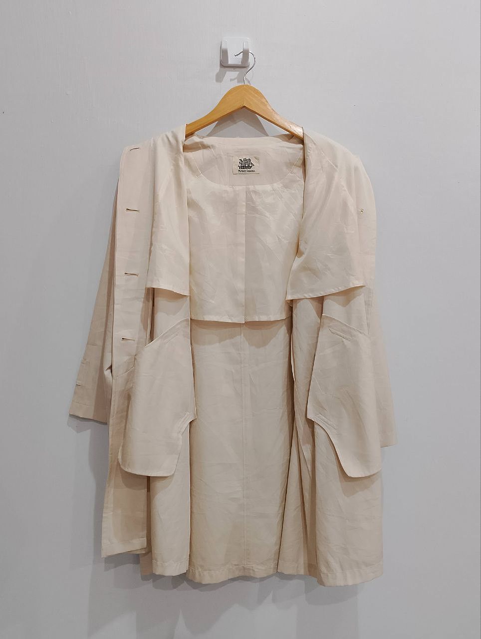 Archival Clothing - MENER BATEAU Made in Japan🇯🇵 Beige Ester Long Coat Jacket - 4