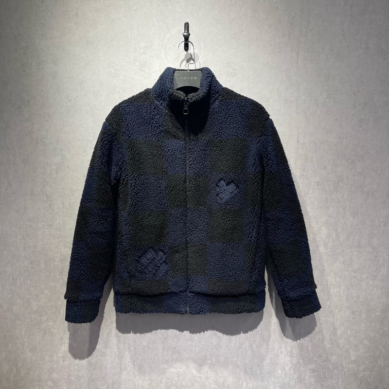 Louis Vuitton Black and Blue Damier Teddy Fleece Jacket - 1