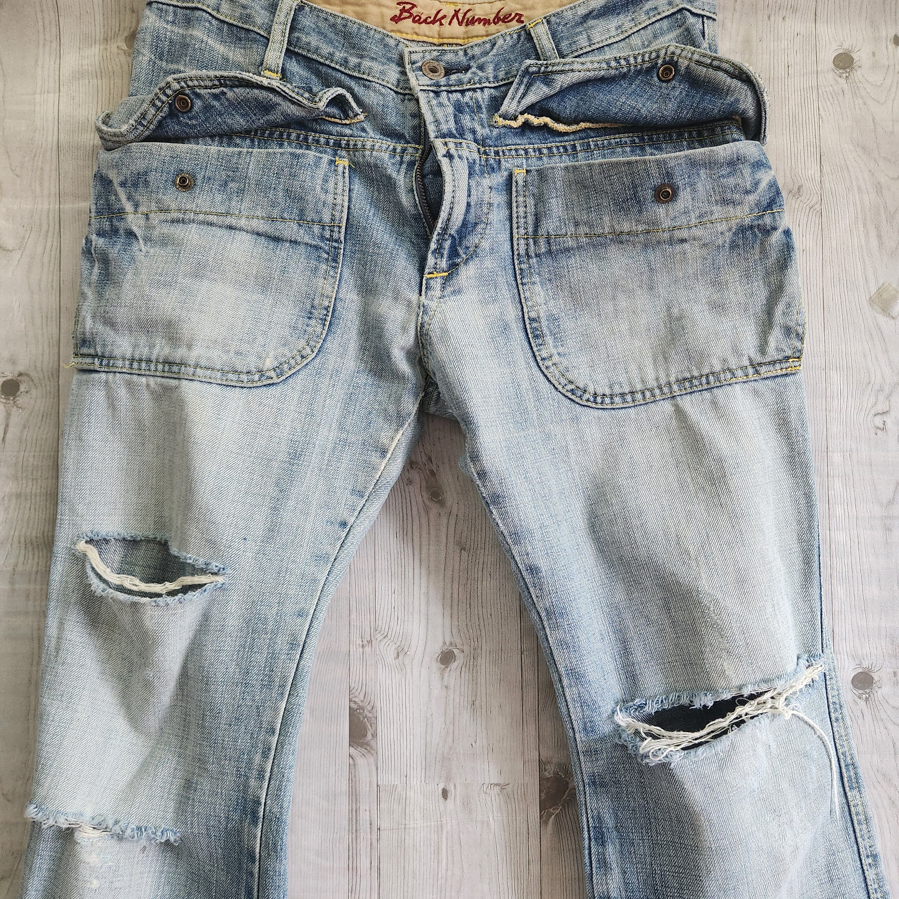 Distressed Denim - Vintage Back Number Distressed Bush Pants Denim Jeans - 15