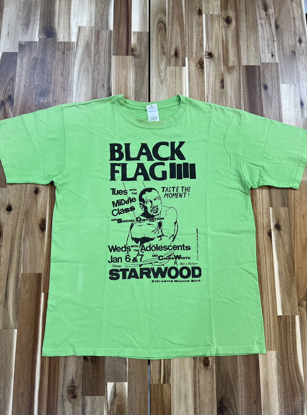 VINTAGE BLACK FLAG IIII STARWOOD PUNK T-SHIRT - 1