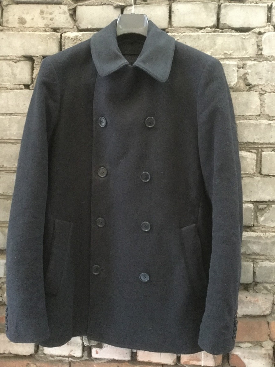 Real 1990's ARCHIVE BLACK LABEL heavyweight blue pea coat - 2