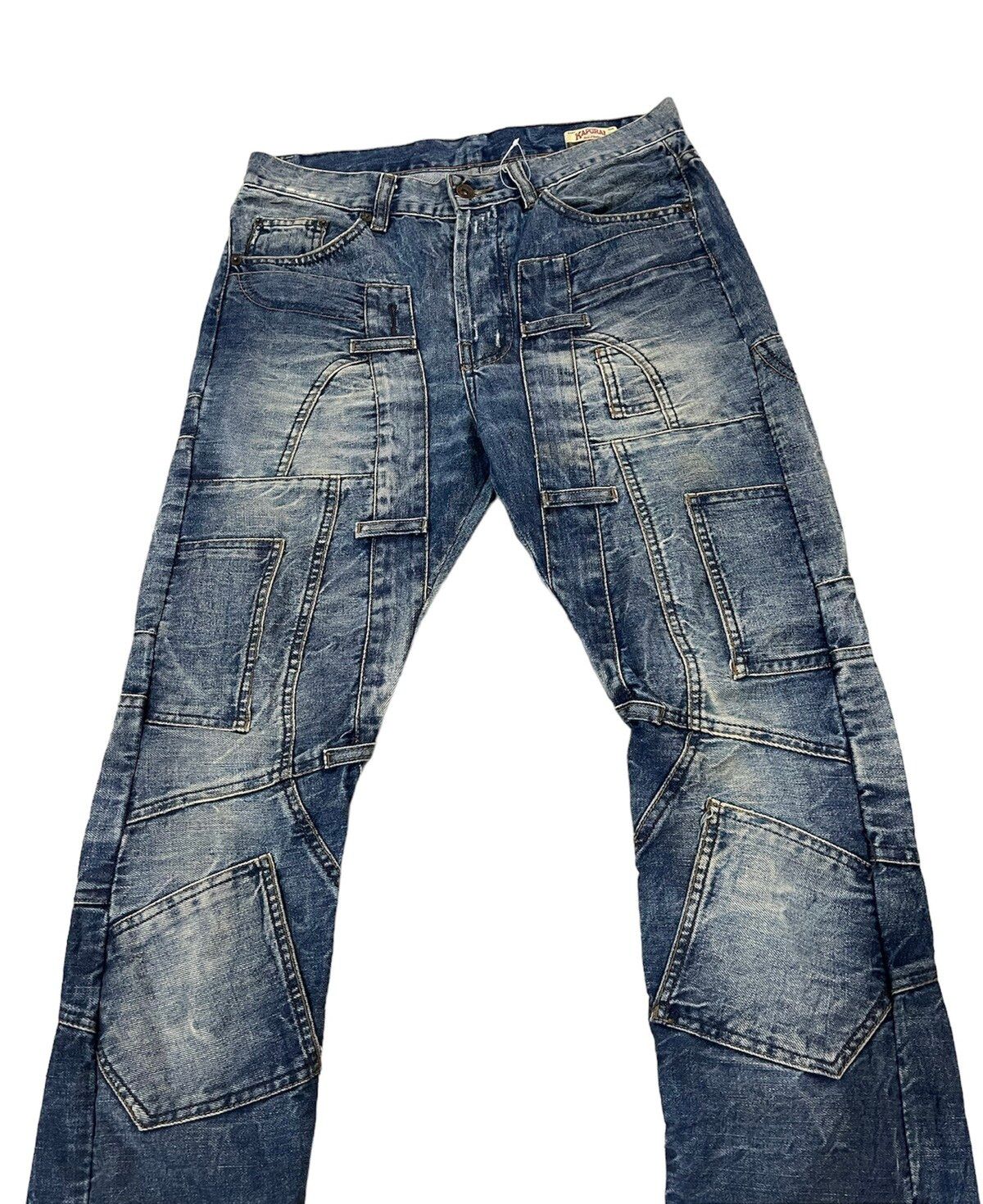 If Six Was Nine - RARE POCKETS PATCHES DENIM FLARE JEANS. KAPORAL STREETWEAR - 2