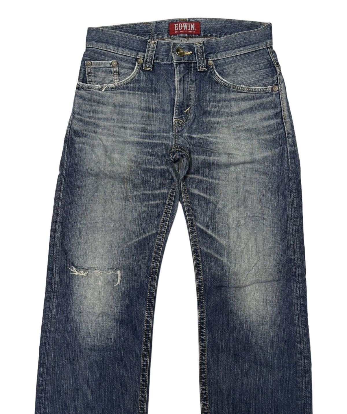 VINTAGE EDWIN XU DISTRESSED DENIM JEANS - 3