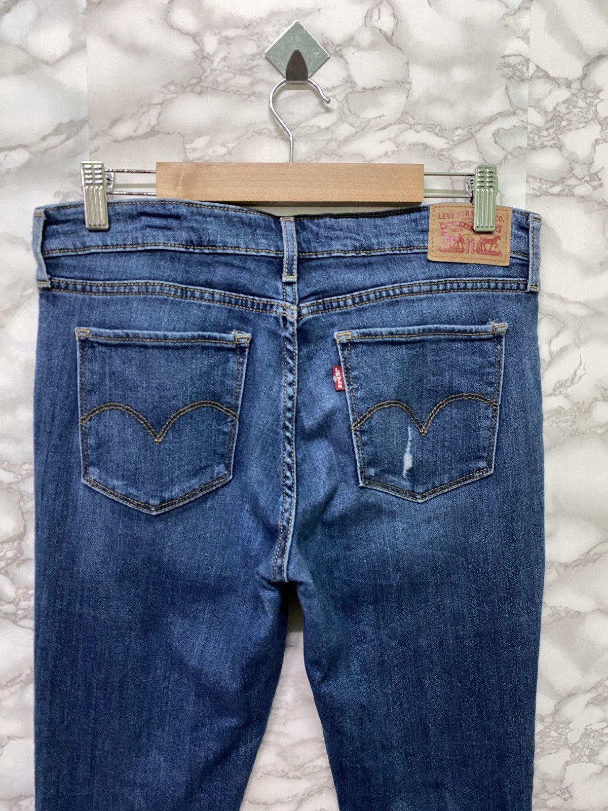 Vintage - LEVIS 711 Skinny Elastic Jeans Distressed Denim - L14 - 12