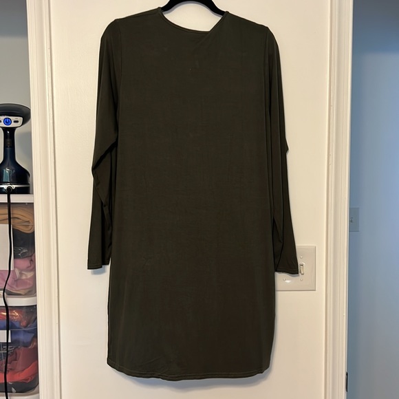 Missguided Olive Green Knot Front Long Sleeve Dress - 6