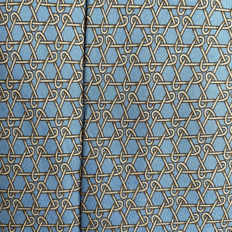 Hermes Paris Silk Tie 5338 TA Chains Blue - 1