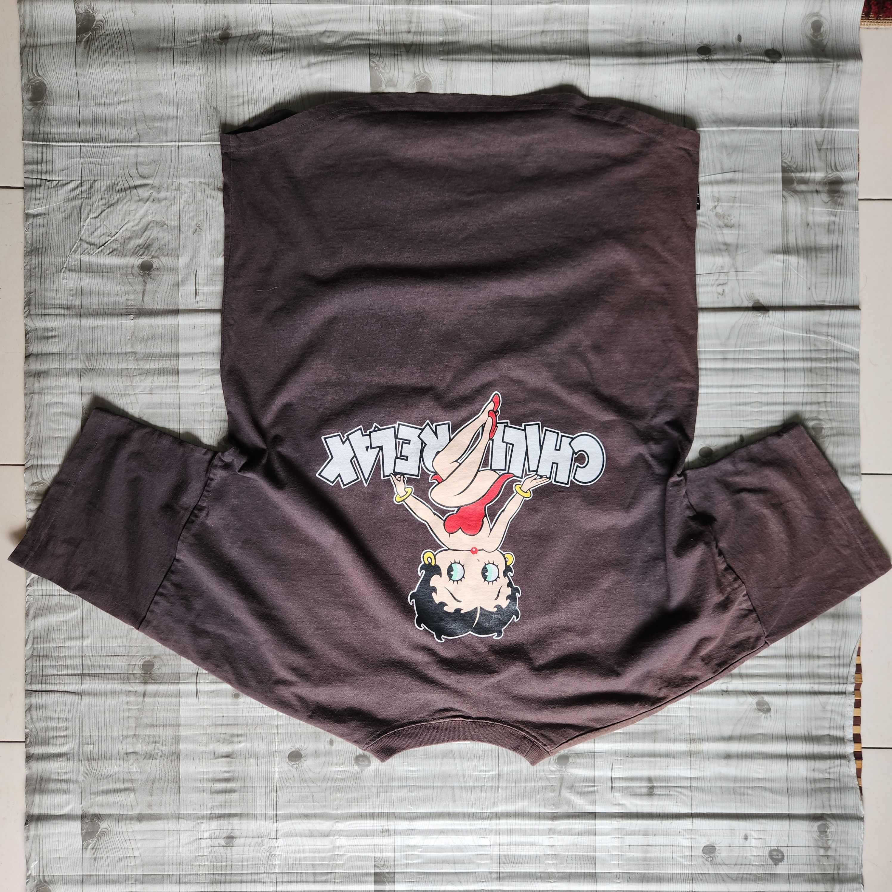 Chillax X Betty Boop Faded Brown Vintage Y2K TShirt - 1