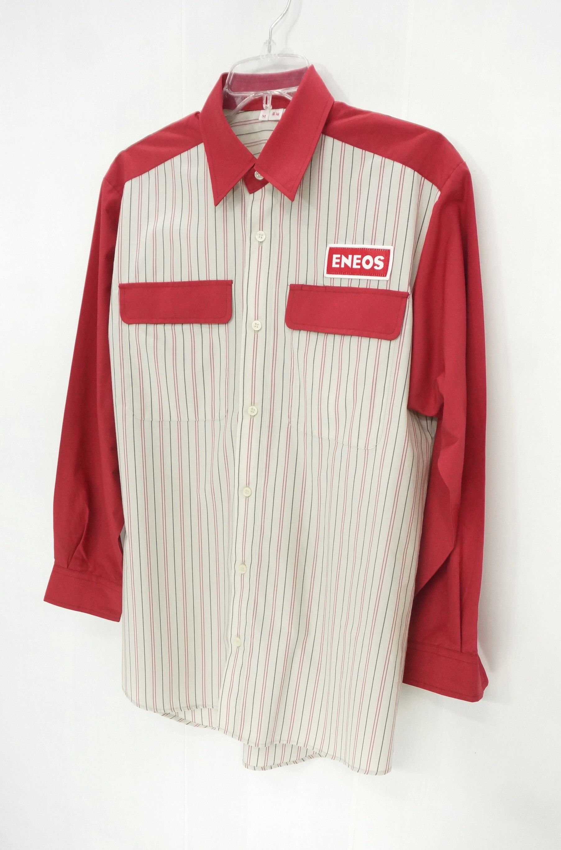 Japanese Brand - 🔥 Vtg ENEOS Button Up Long Sleeve Red Stripes Design Shirt - 4