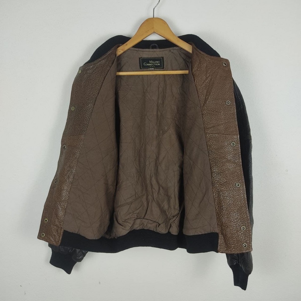 Bomber Jacket - Milano Connection Leather Sheepskin Bomber Varsity Jacket - 12