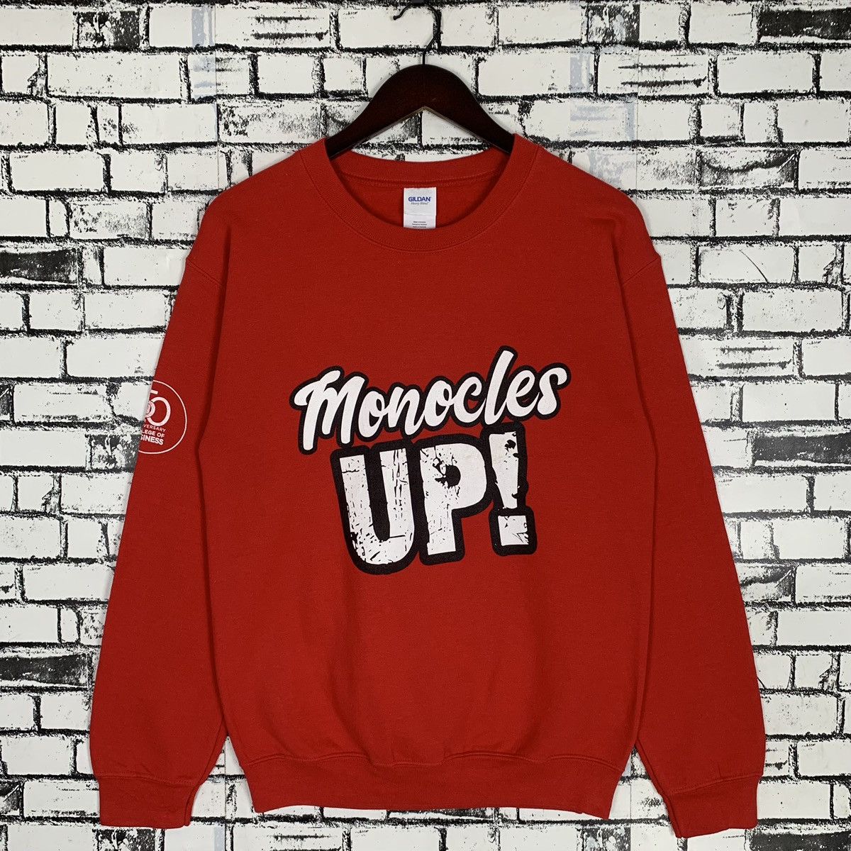 Vintage - Monocles Up University College Business Sweatshirt Crewneck - 1