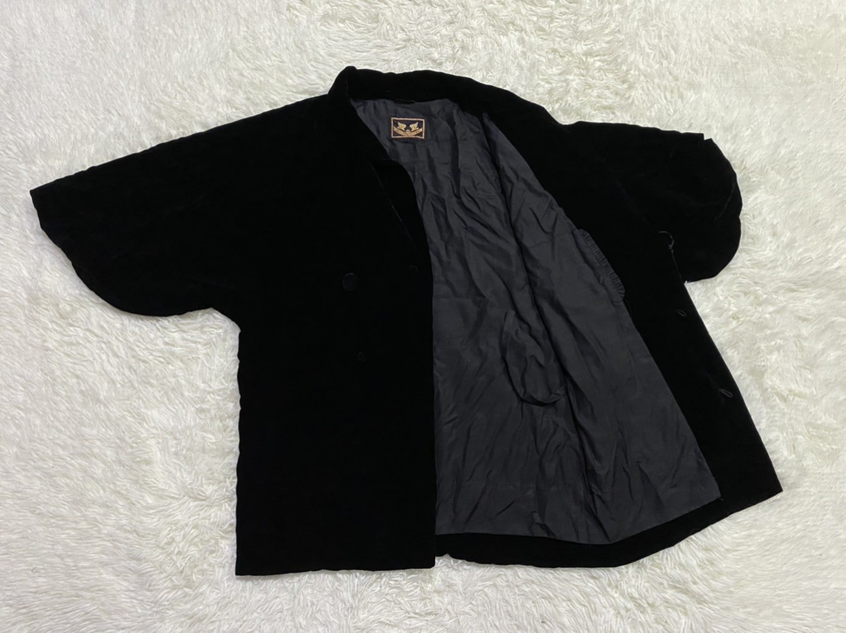 Streetwear - Black Velvet Kimono Style Jacket Made in Germany - 4