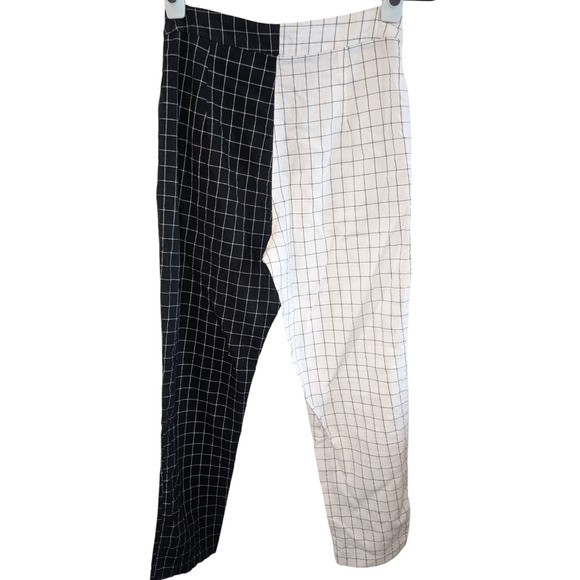 Princess Polly In Two Minds High Rise Black White Grid Pants Size 0 - 4