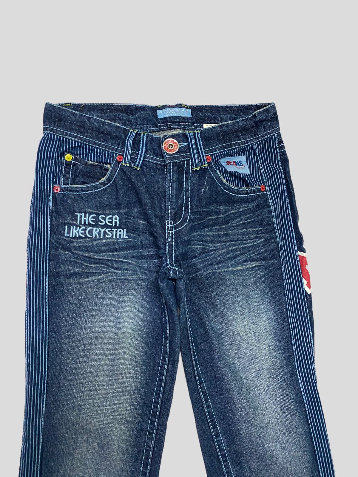 VINTAGE BLUE MOON BLUE DAICOCK HICKORY LOW RISE DENIM JEANS - 8