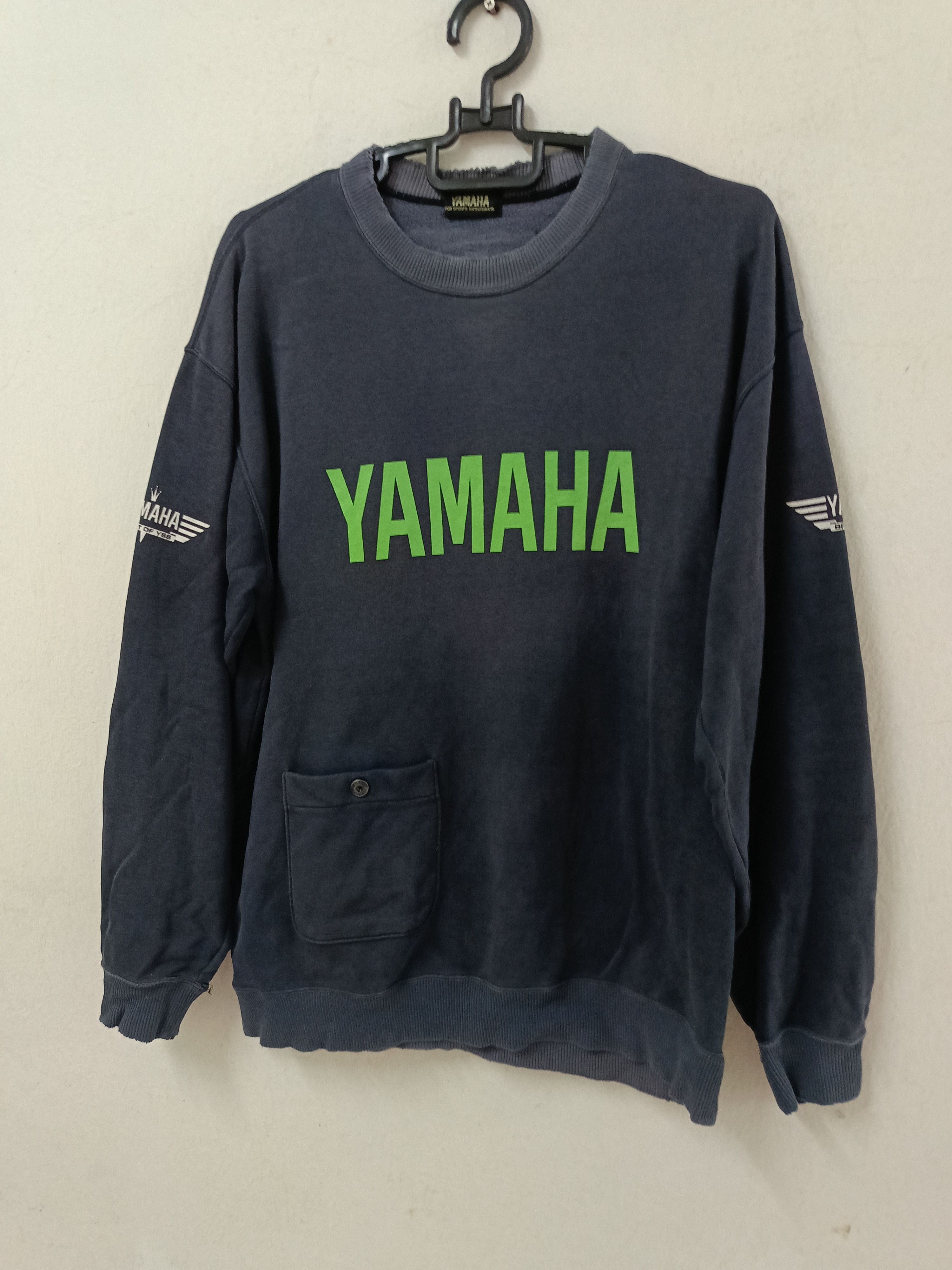 Vintage Yamaha Distressed Spell out Single pocket Sweater - 1