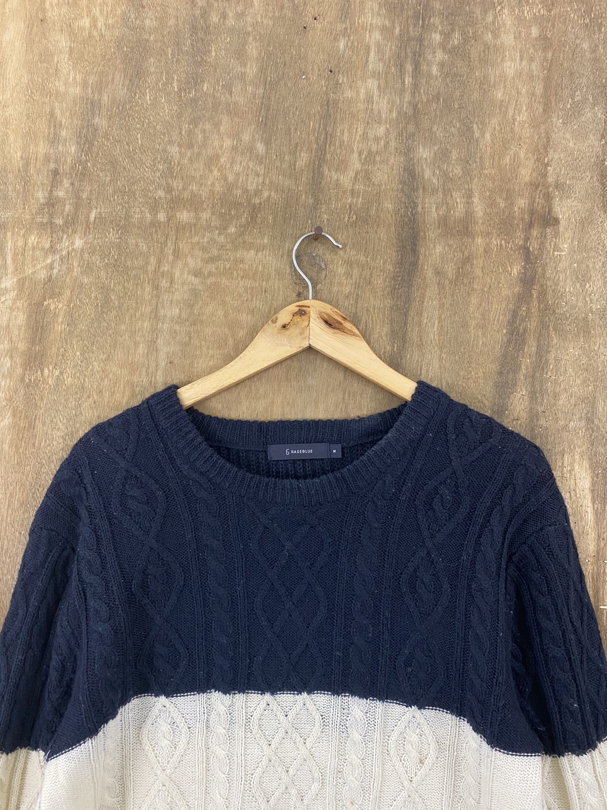 Japanese Brand - Rage Blue Stripe Crocheted Knit Sweaters #1371 - 3