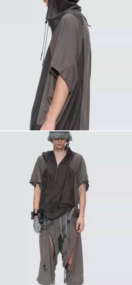 /Edge Vagrant / mesh panel hooded t-shirt/GR size S - 1