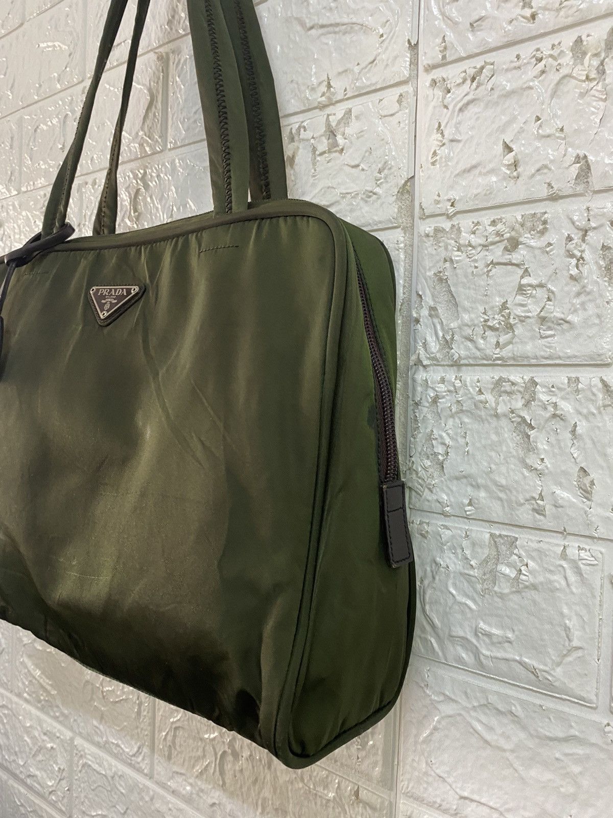 Authentic Vintage Prada Tessuto Nyalon Green Shoulder Bag - 4