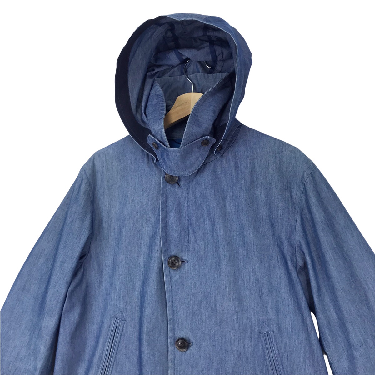 Blue Denim Hoodie Chambray Jacket - 4