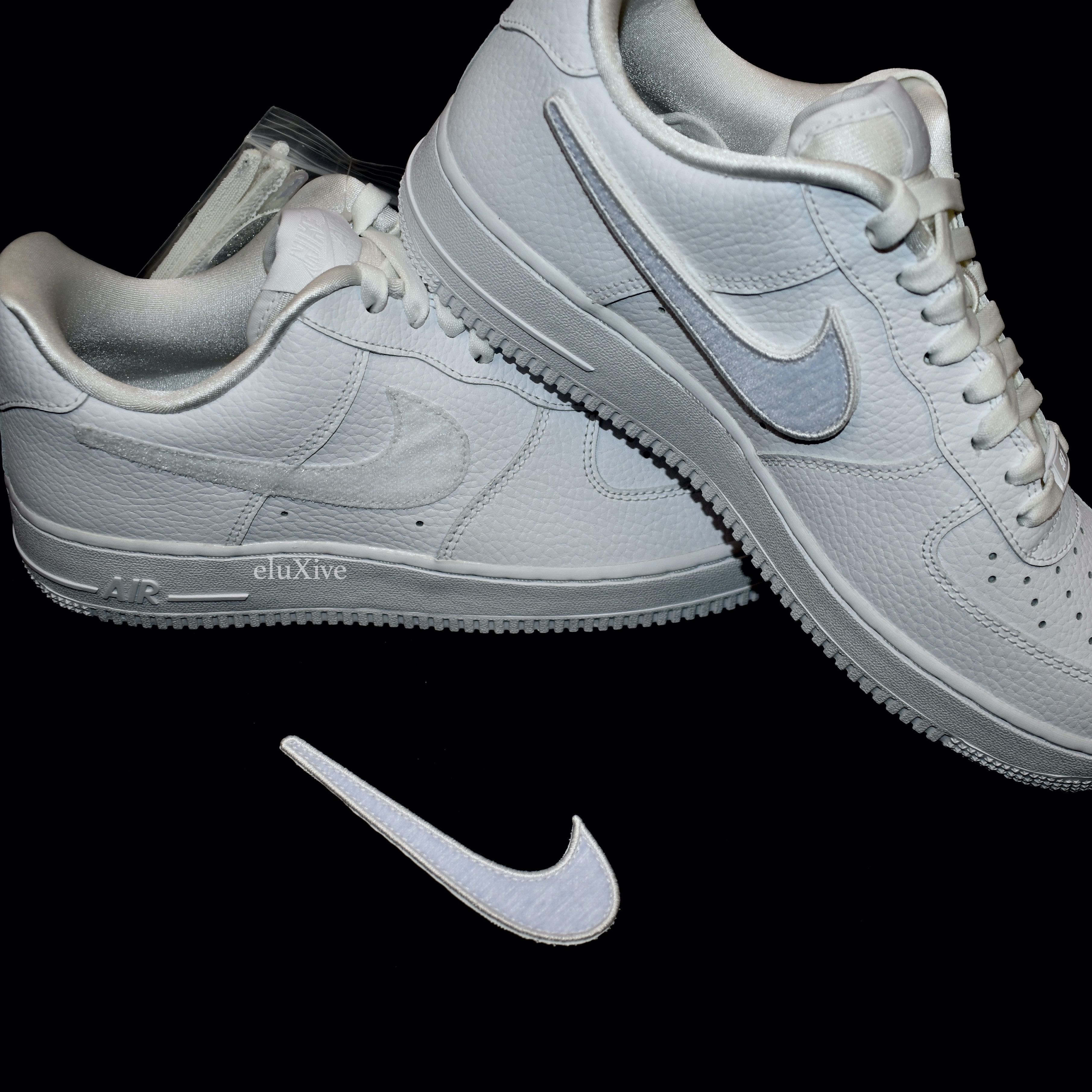 Nike Air Force 1-100 Velcro Swoosh Pebbled Leather White - 3