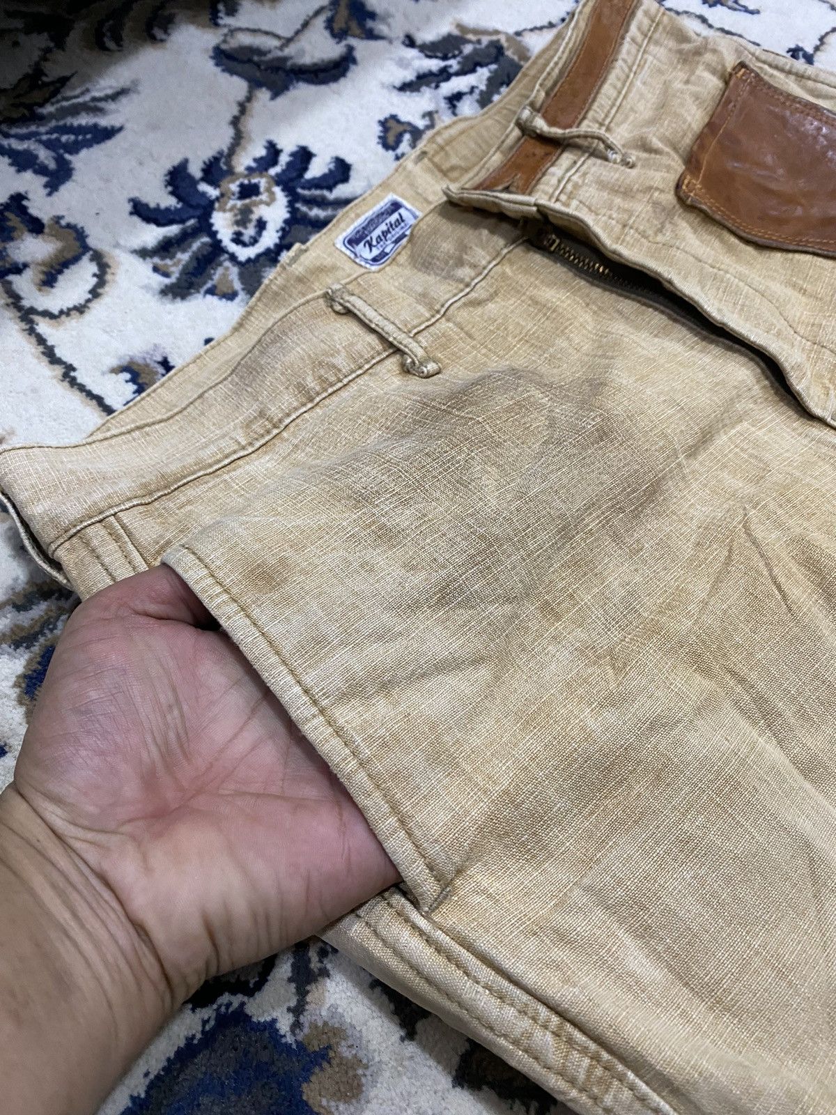 Kapital Kurashiki Leather Patch Pocket Flared Monkey Pants - 13