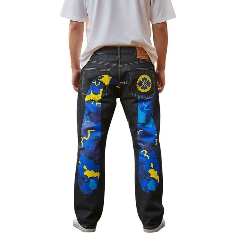 Evisu Daicock Graphic Painted Denim Pants - 1