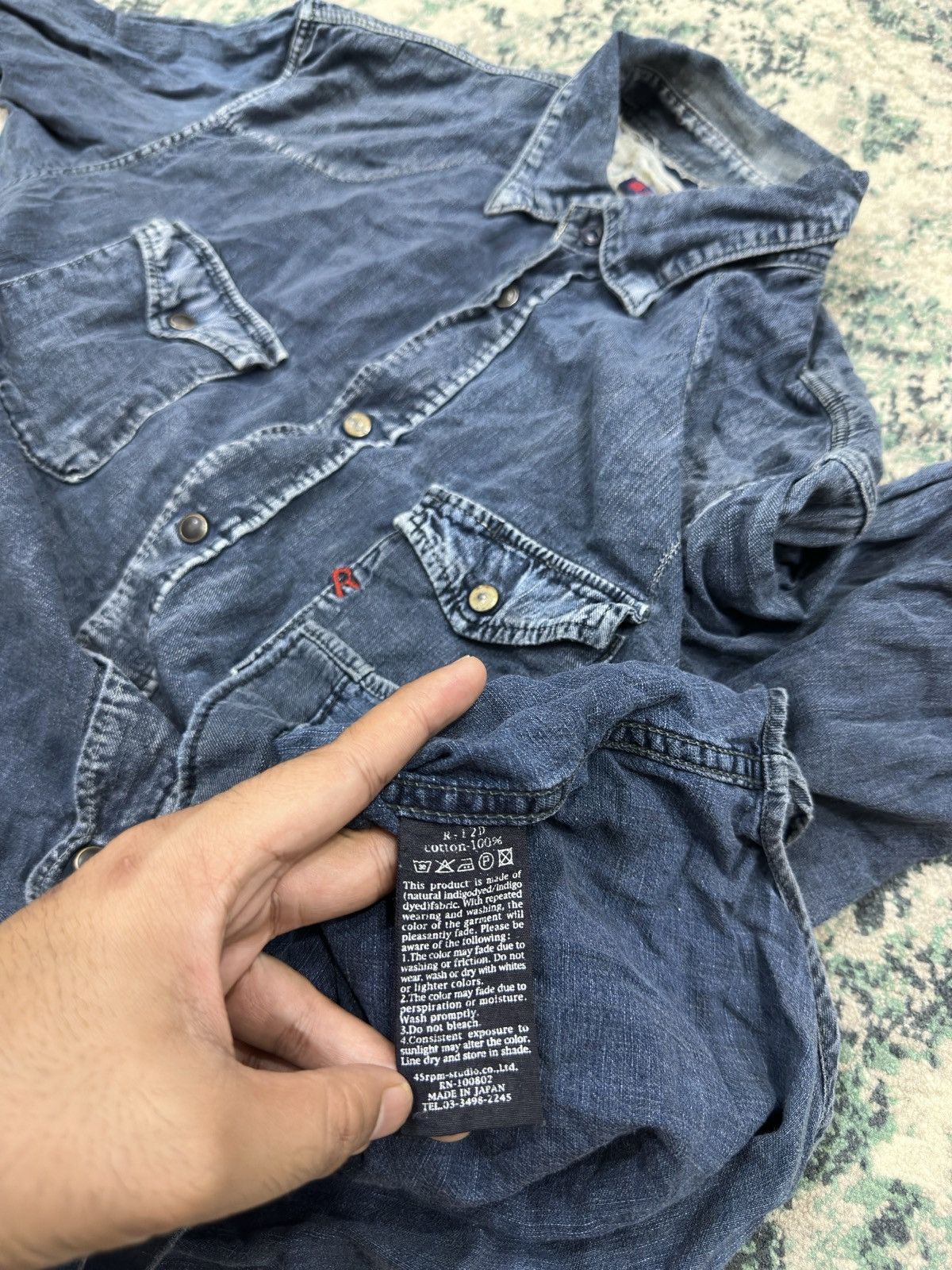 45rpm Japan Western Denim Wash Button Up Shirt - 10
