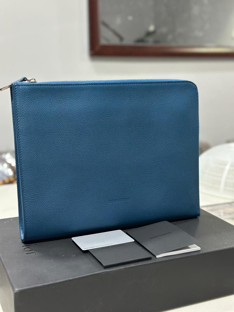 Authentic Dior Homme Clutch Document Blue - 3