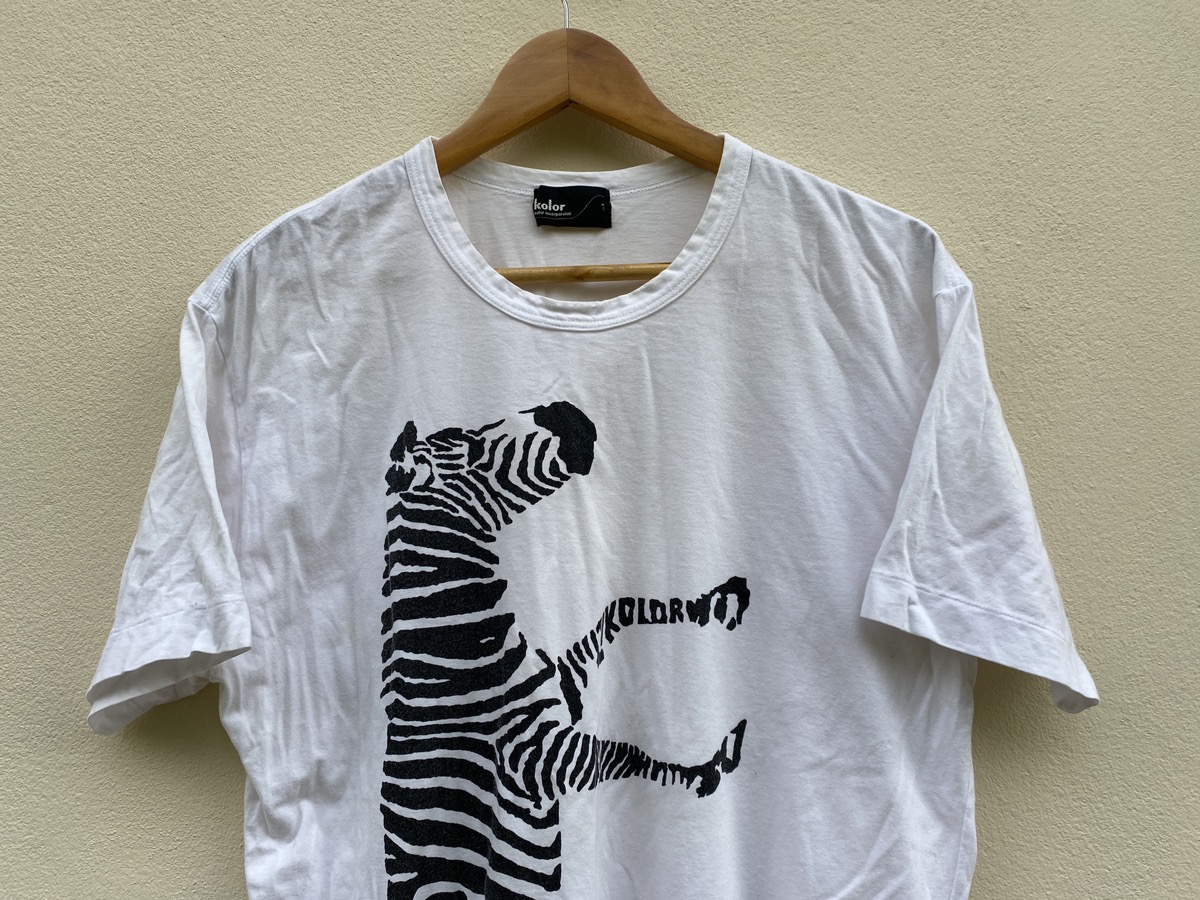 Vintage Kolor Comme Des Garcon Zebra Graphic Unique Tshirt - 2