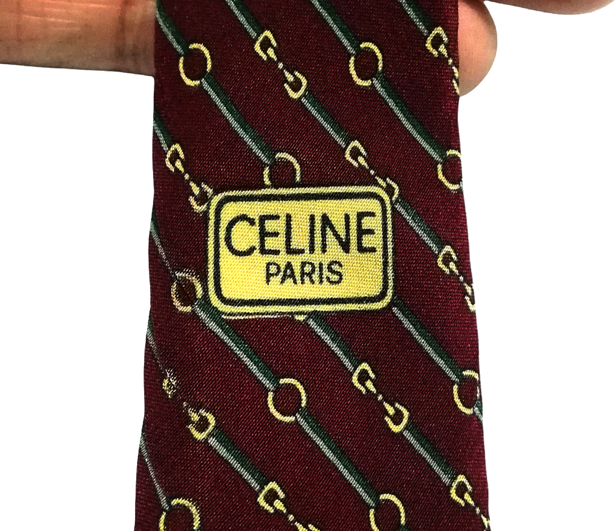 Celine Paris Silk 100% Made Necktie Geometric Designed - 3