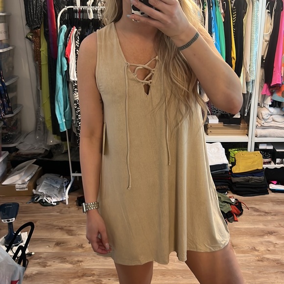 Vintage Havana Vegan Suede Lace-Up Dress - 9