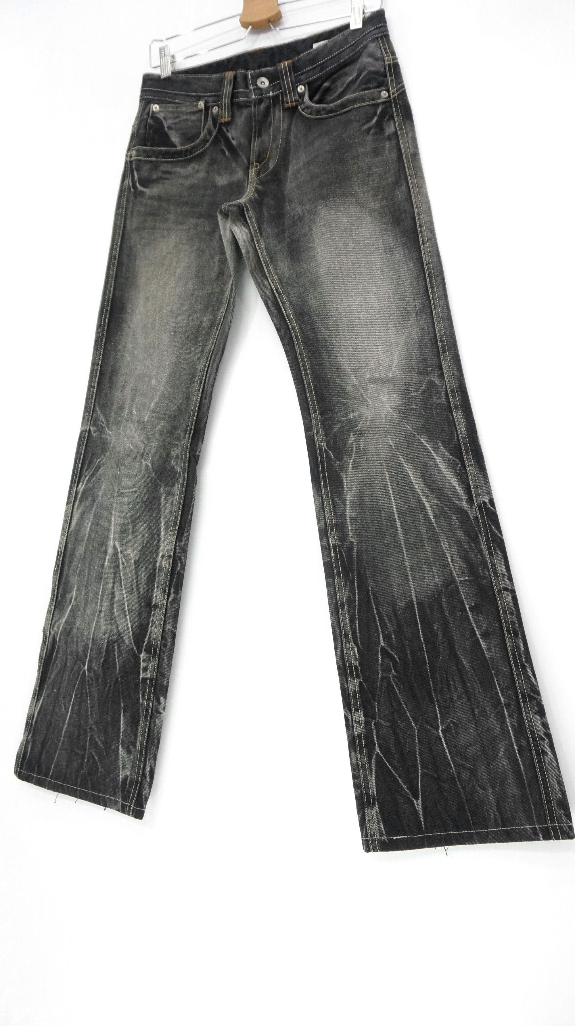 Flare 🔥 Semantic Design Vintage Faded Black Acid Wash Jeans - 1