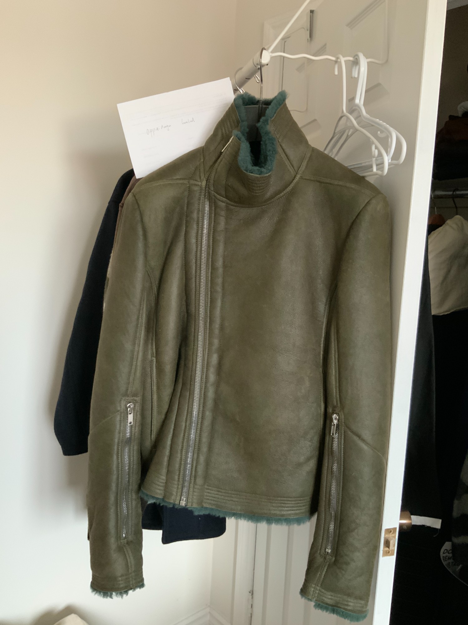 Rick Owens FW22 STROBE Bauhaus Shearling Jacket Green/Teal - 1