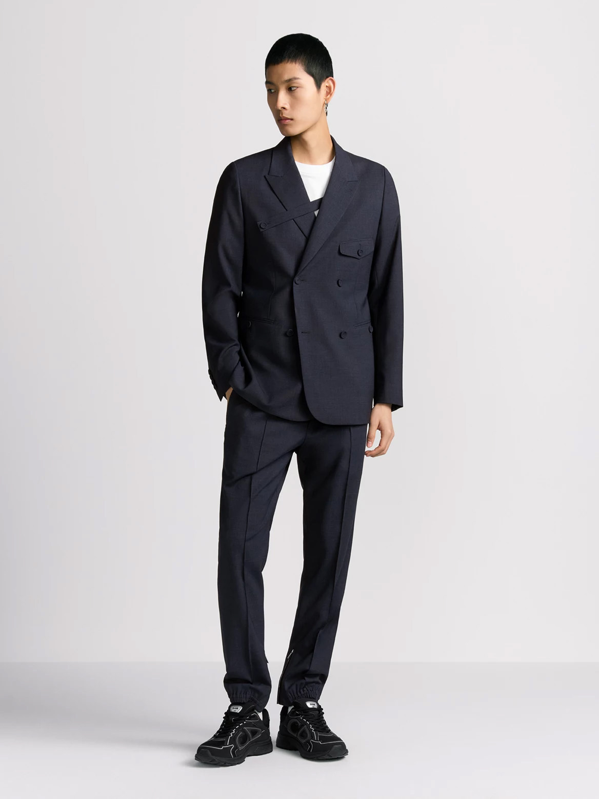 ジャケット・アウター Christian Dior double tailored jacket Jacket with Dior Oblique Asymmetric Shawl Collar Black